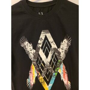 A|X ARMANI EXCHANGE Men's Eagle Graphic BLack T-Shirt  Youth Large